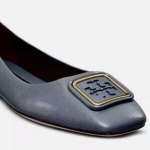 Brand new TORY BURCH Women sz 8 Gray Georgia Slip On Leather Ballet Flats